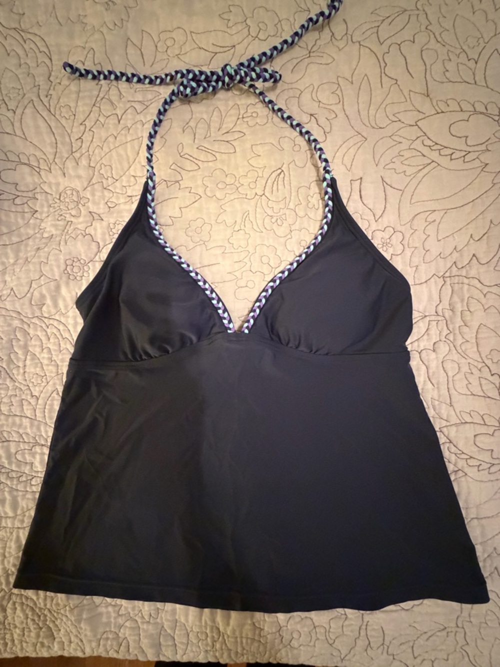 Mossimo navy blue halter swim top size L